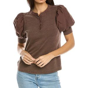 Design History Puff Sleeve Henley Shirt